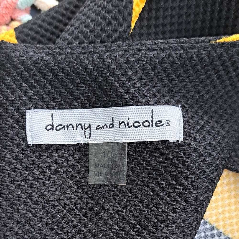 Danny & Nicole Black, Yellow and White Midi Fit-and-Flare Dress - Picture 3 of 5